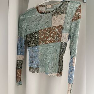 Altar'd State Patchwork Long Sleeve Top